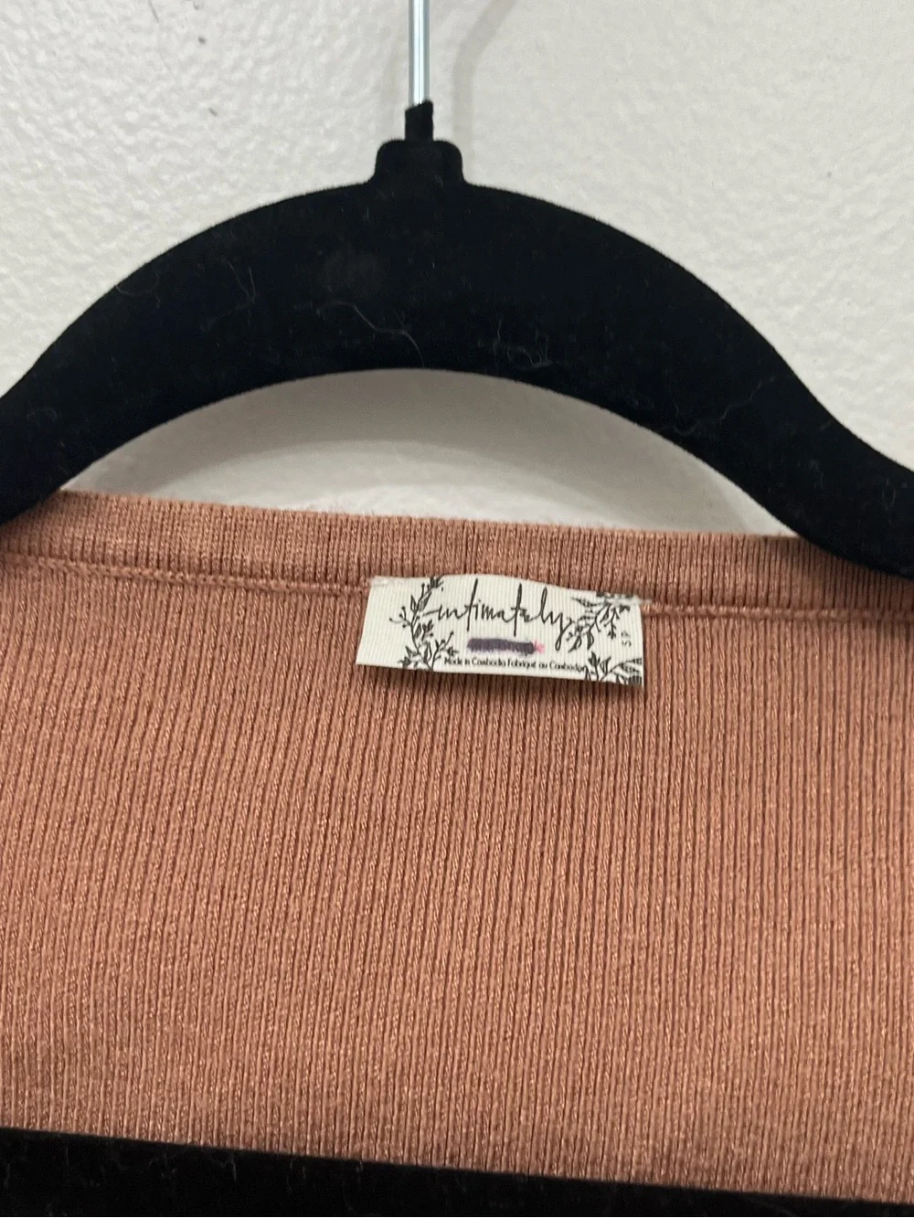 Free People Brown Ribbed Shirt Sleeve Knit Top NWOT Medium